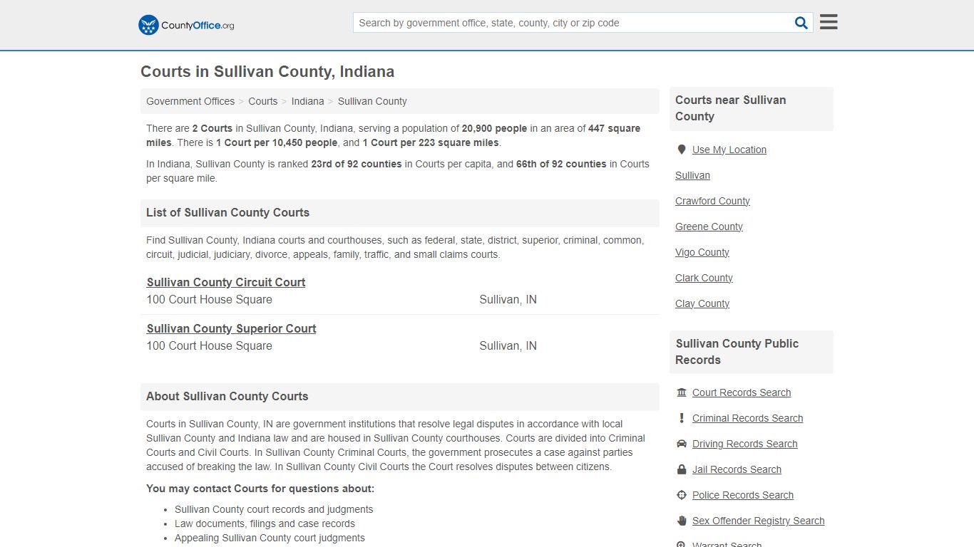 Courts - Sullivan County, IN (Court Records & Calendars)